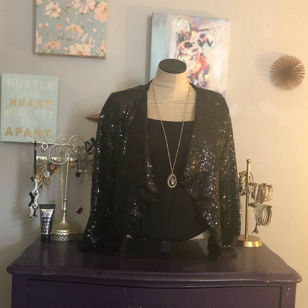 Sequined Blazer In black
